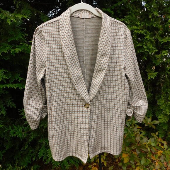 Altar'd State Stretchy Knit One-Button Blazer with Ruched 3/4 Sleeves - Picture 1 of 3